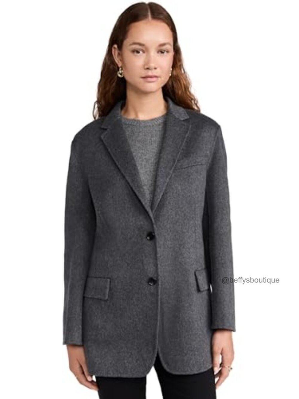 Oversized Wool Cashmere Tailored Jacket Button Business Casual